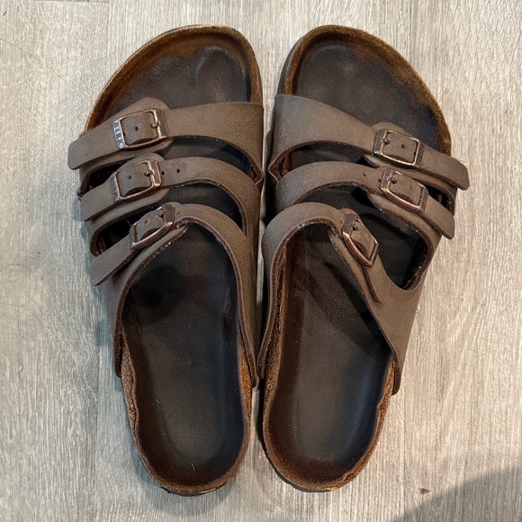 Birkenstock Dark Brown Triple Strap Sandals - Picture 1 of 5